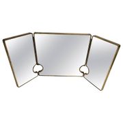 Large Mid-Century Modern Italian Brass Triple Mirror, 1950s