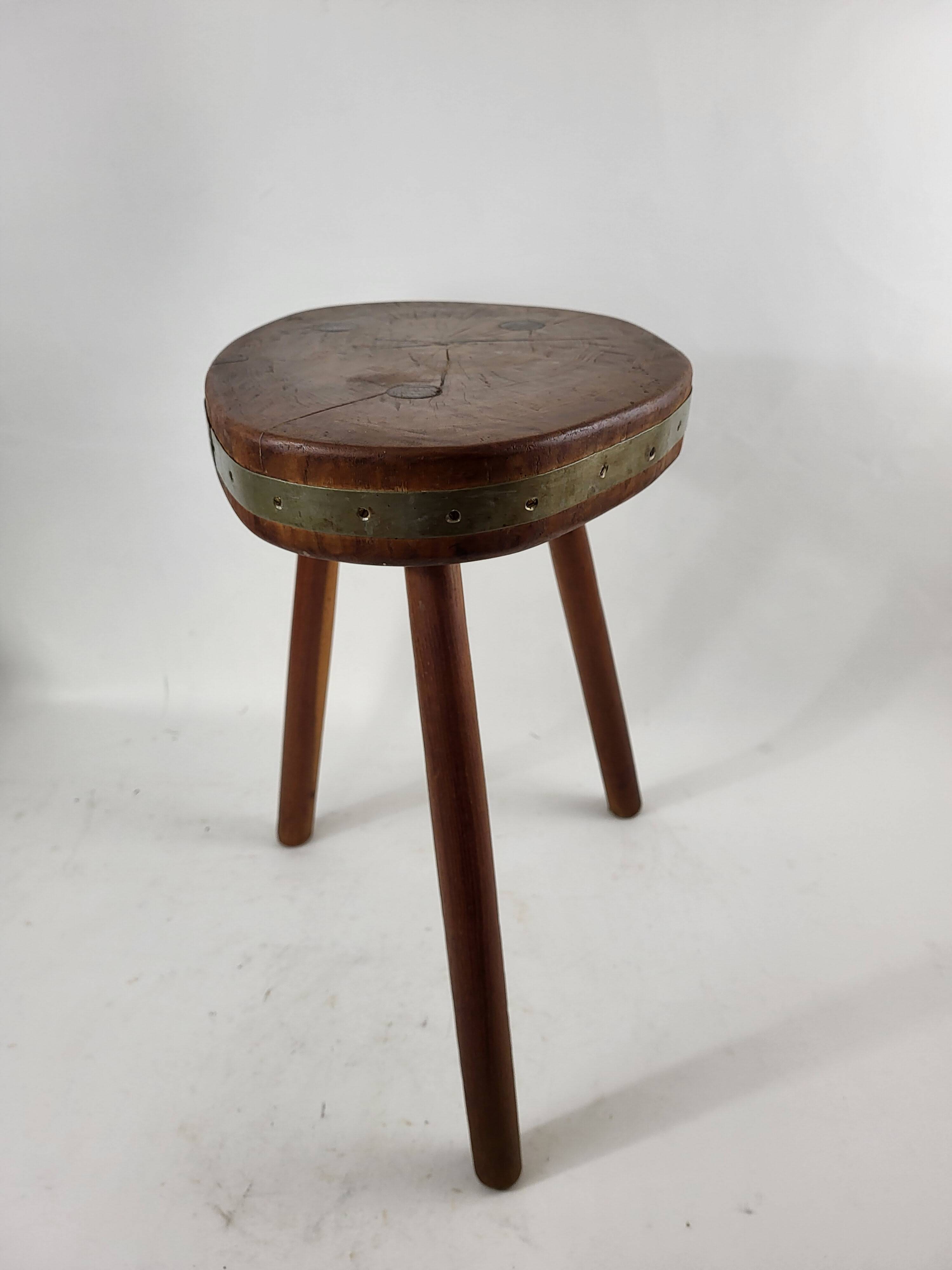 Brutalist wooden stool