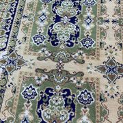 Oriental rug in thick wool velvet Sion gold and green 200x300