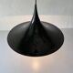 Black metal pendant lamp with trumpet design, 1960s, Italy.