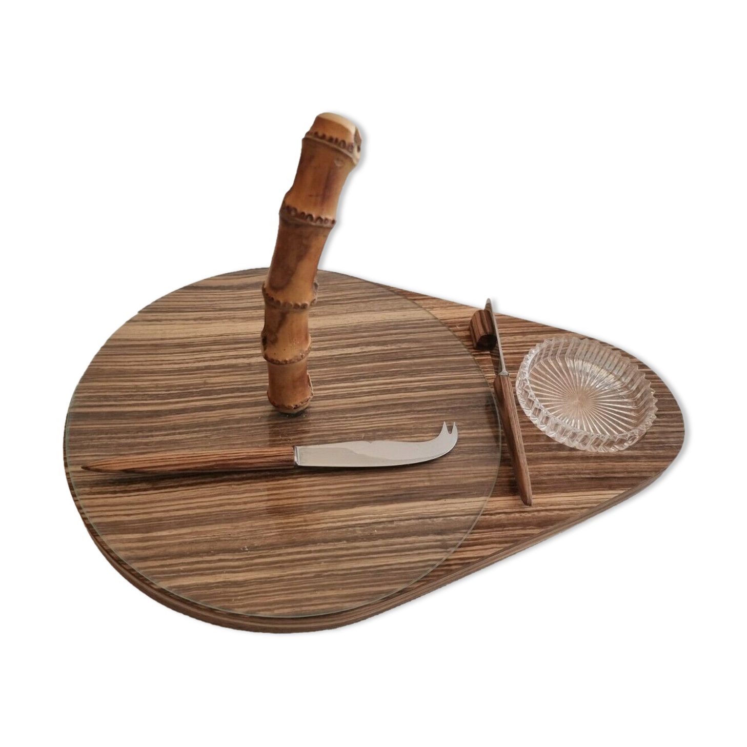 Zingana cheese platter / vintage bamboo