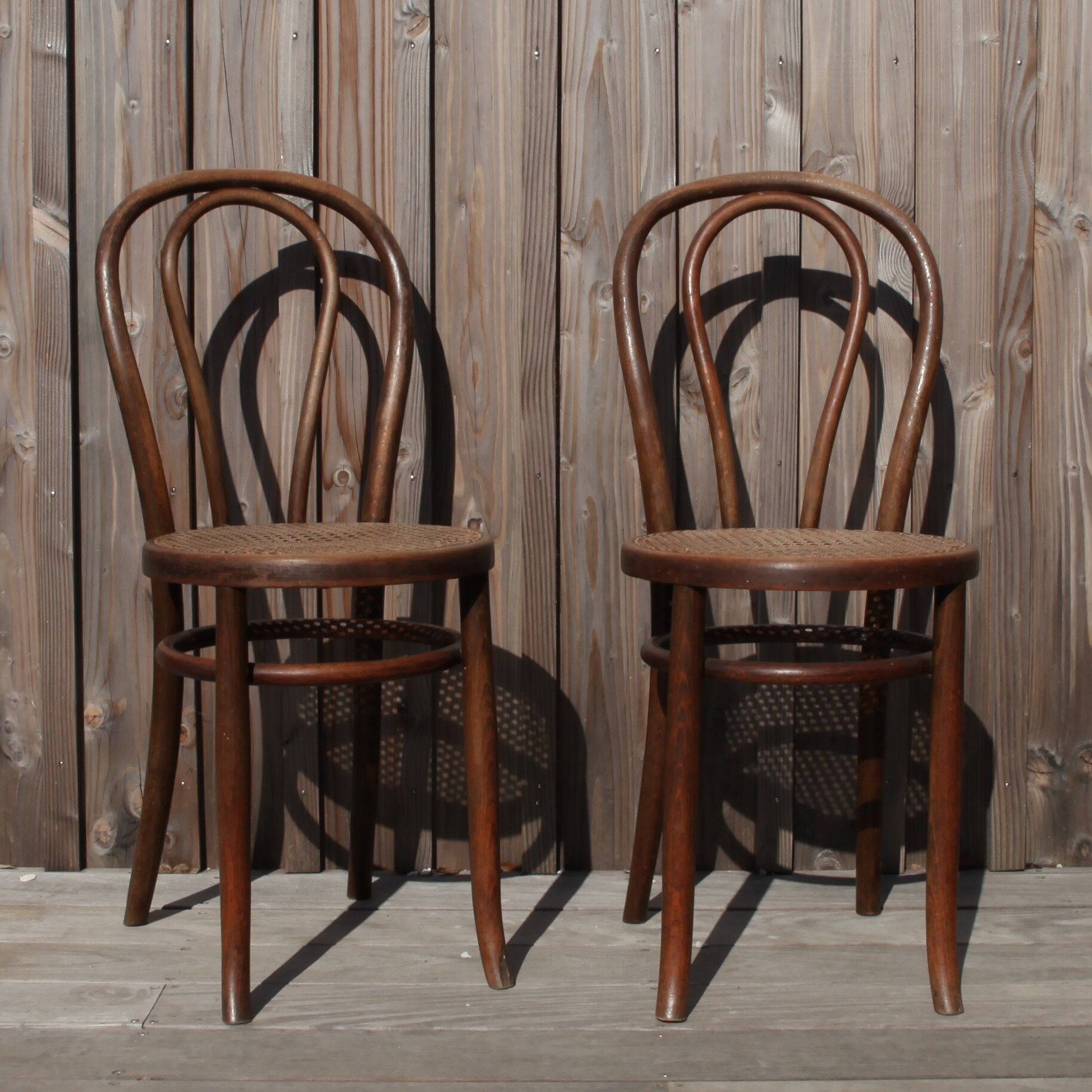 Paire de chaises bistrot en bois courbé
