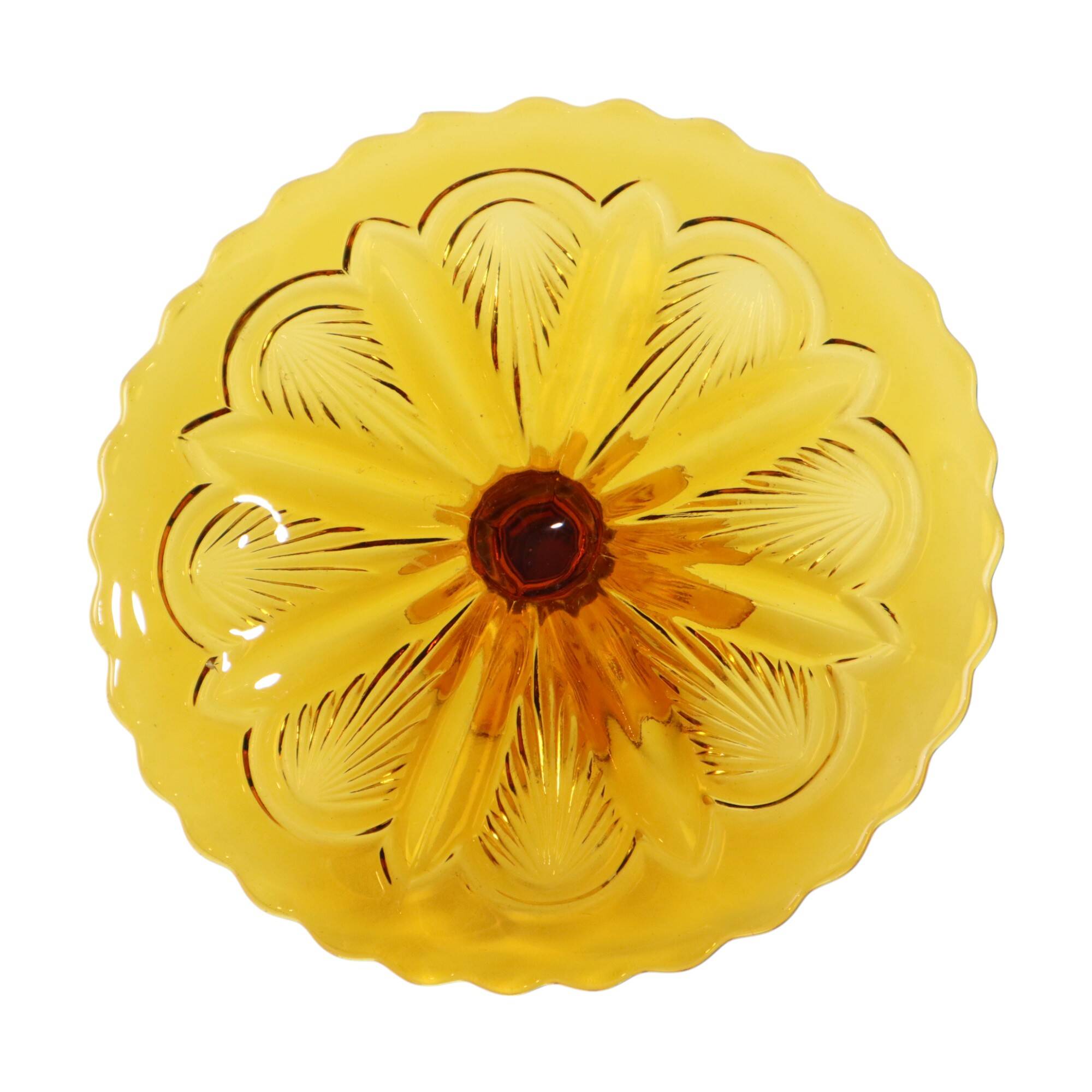 Art Deco Amber Cake Plate Pastry Dish Depression Glass 27cm