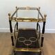 Rolling table in brass and mahogany with removable trays