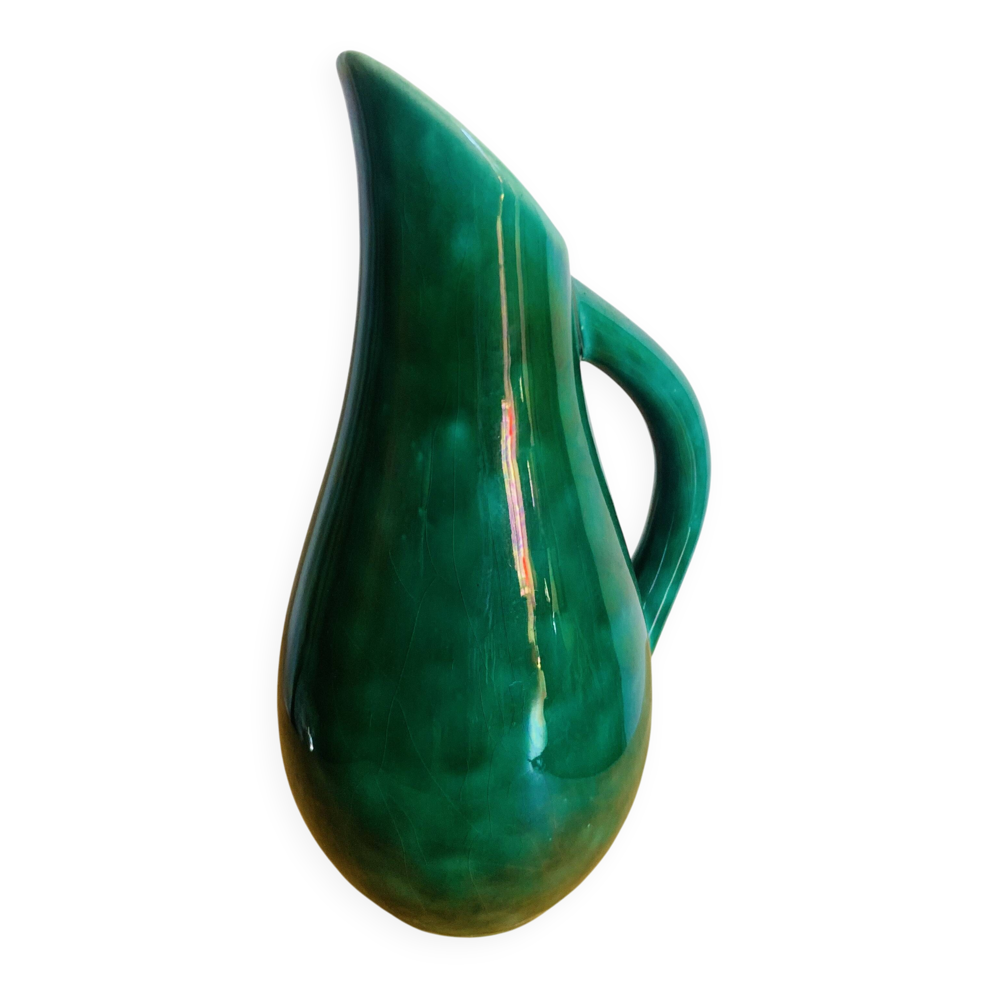Vintage green glazed ceramic pitcher – Grandjean Jourdan Vallauris