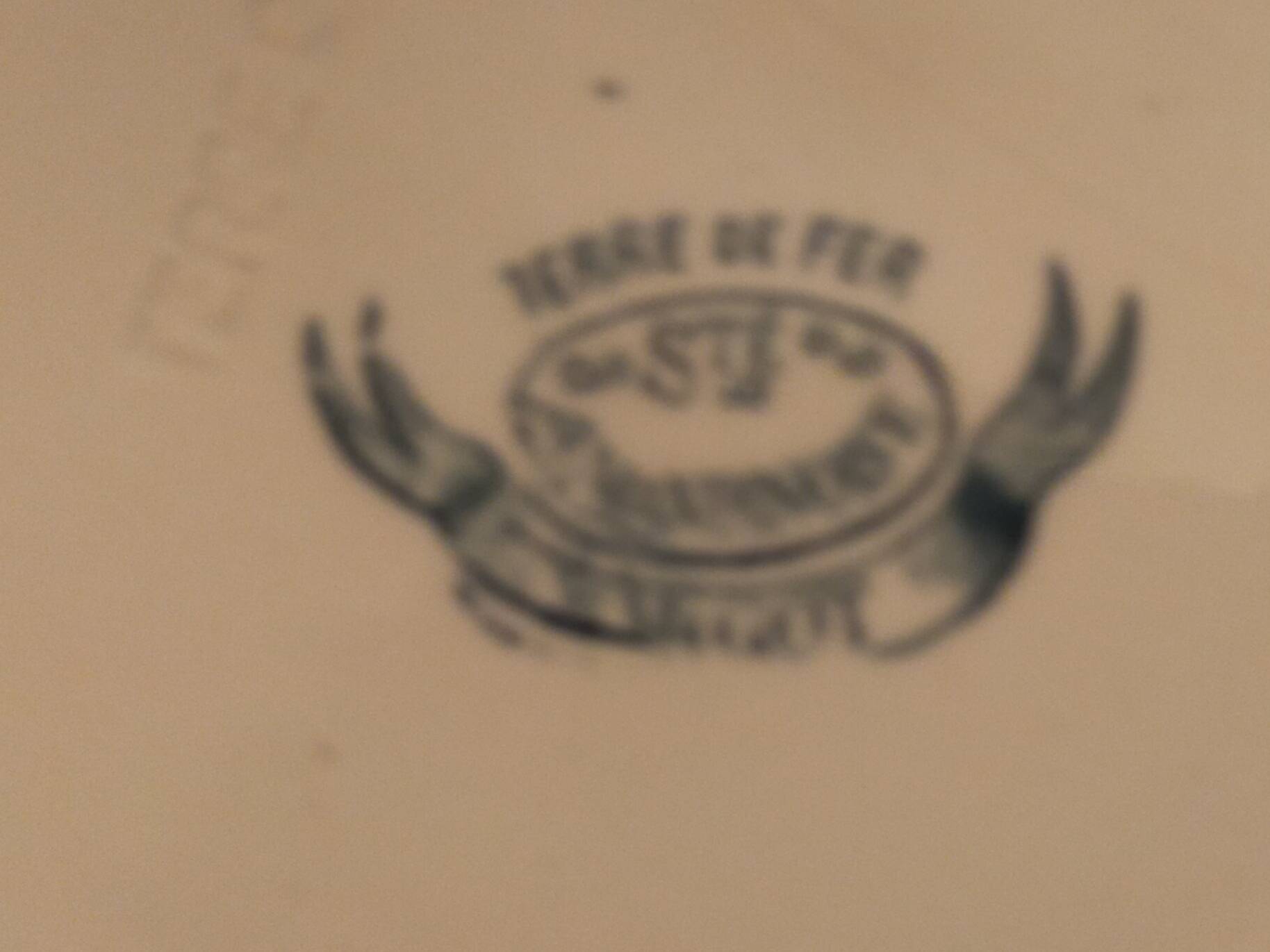 Set of ten vintage Terre de Fer Pervenche pattern plates