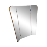 Large vintage teak triptych mirror