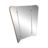 Large vintage teak triptych mirror
