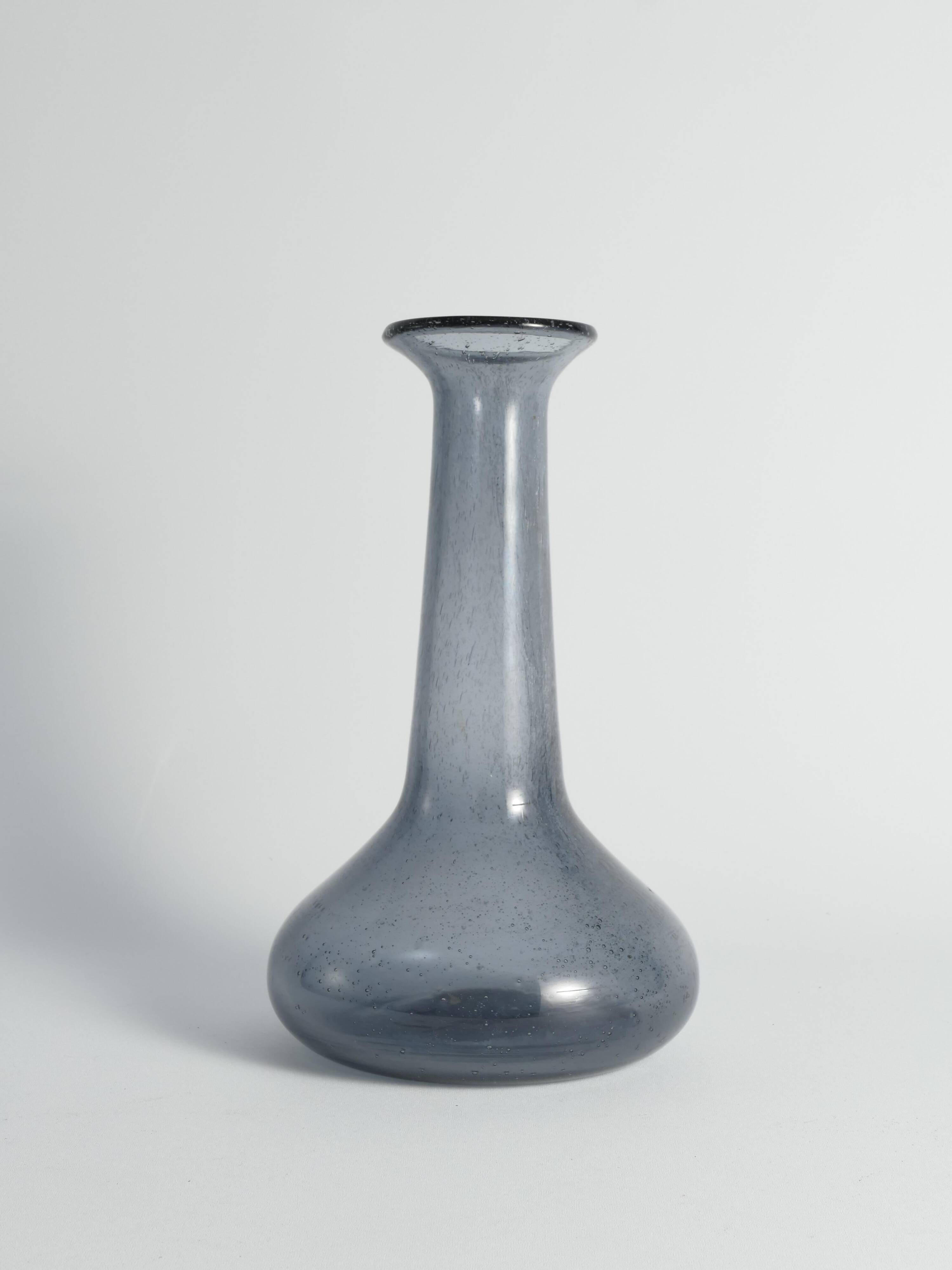 Scandinavian Modern Blue Glass Vase by Erik Höglund for Boda, Sweden 1960's