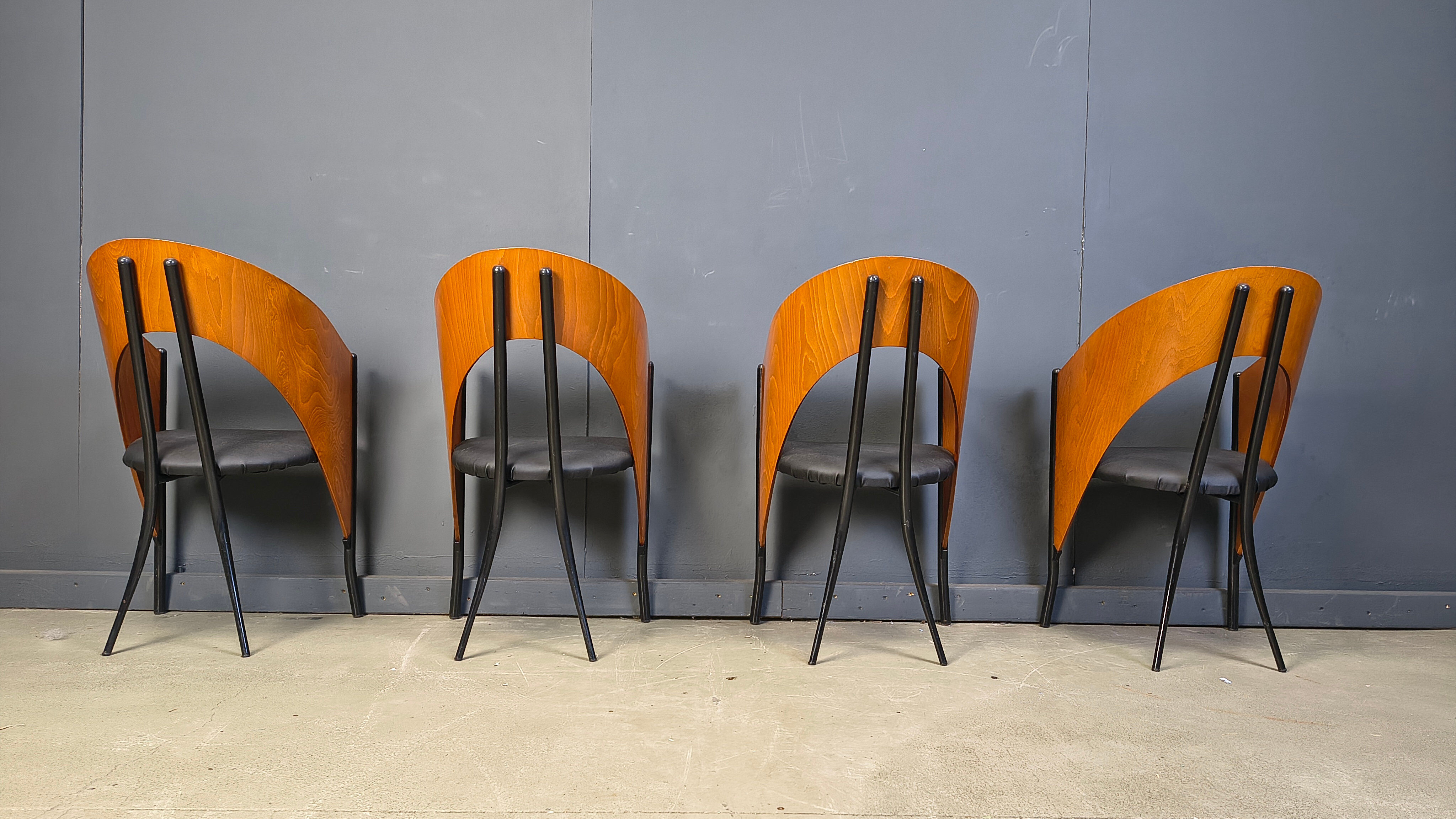 Postmodern Spanish dining chairs, 1980s - set of 4