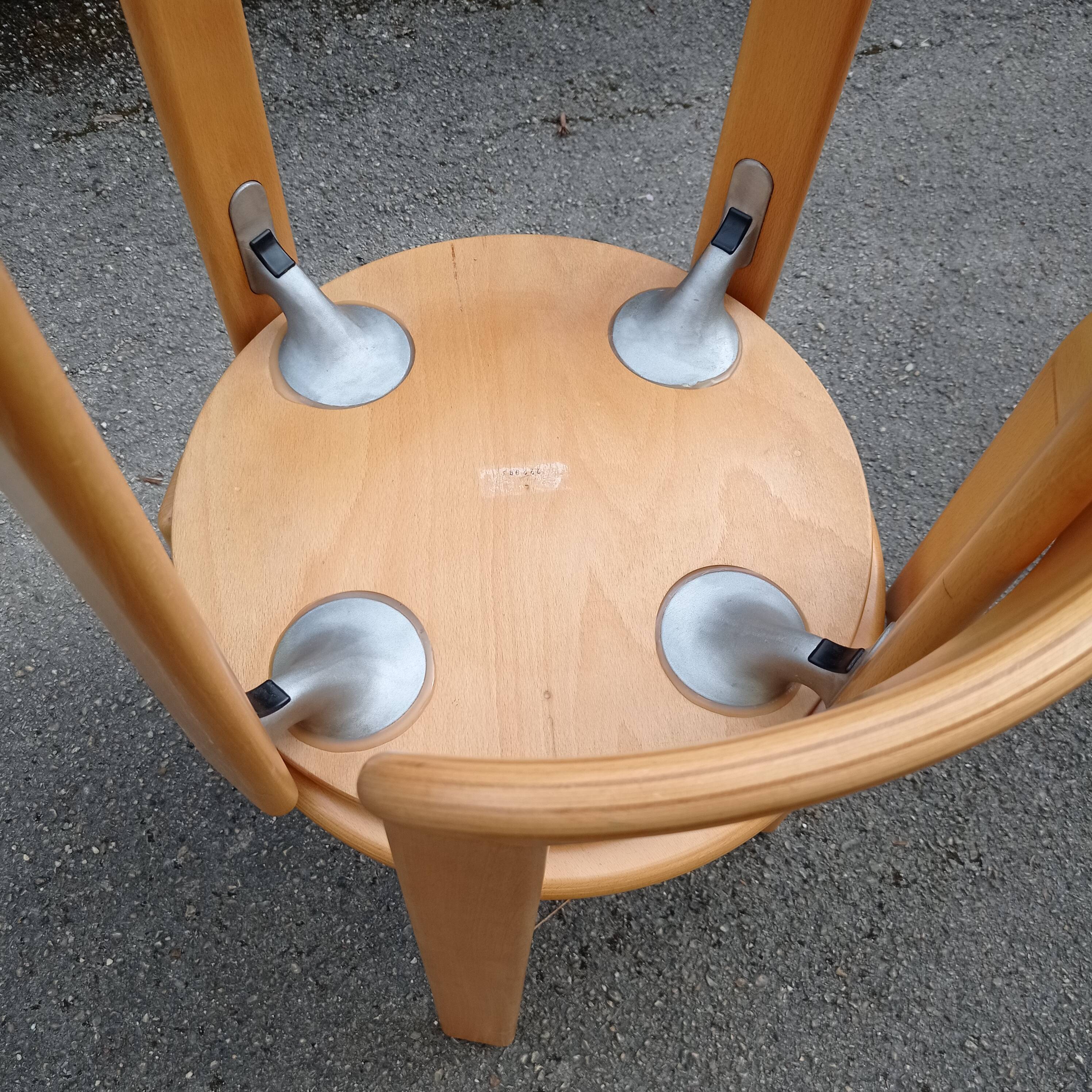 Pair of Bruno rey chairs in blond wood from the 80s