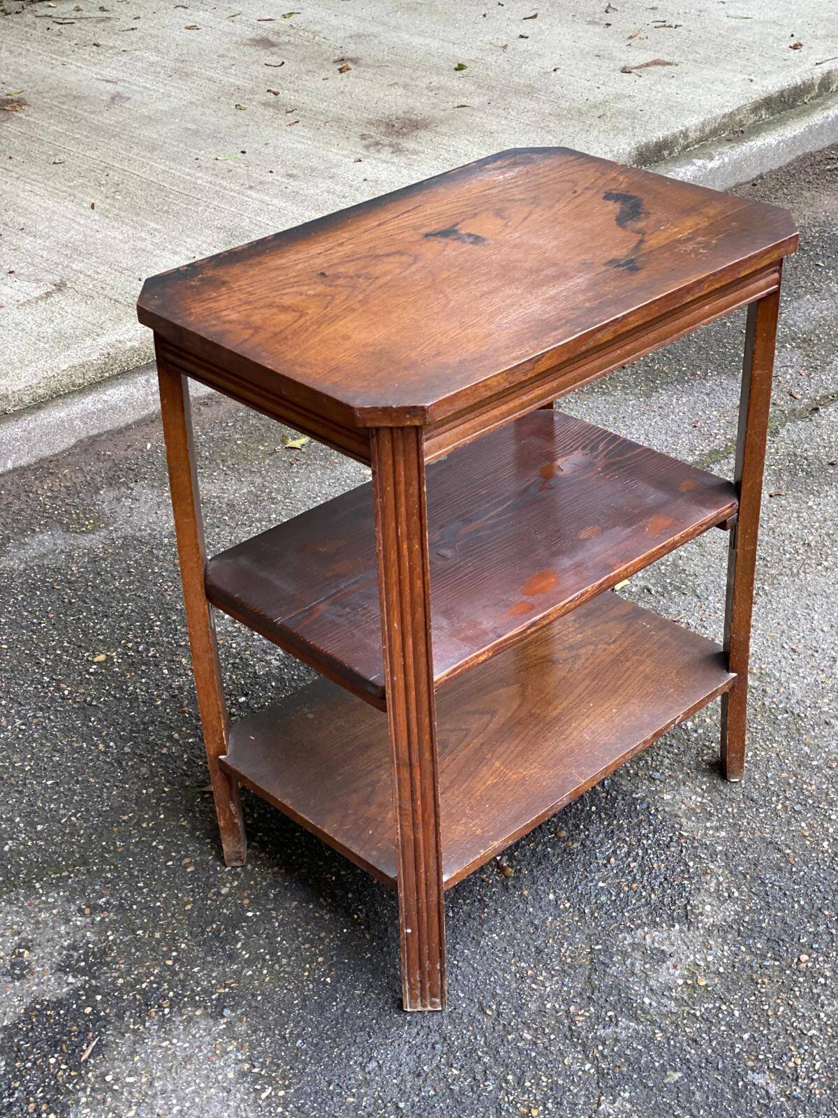1950s Art Deco solid wood shelf with drawer