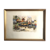 Engraving moulin rouge paris