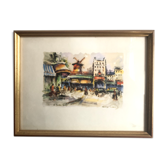 Engraving moulin rouge paris