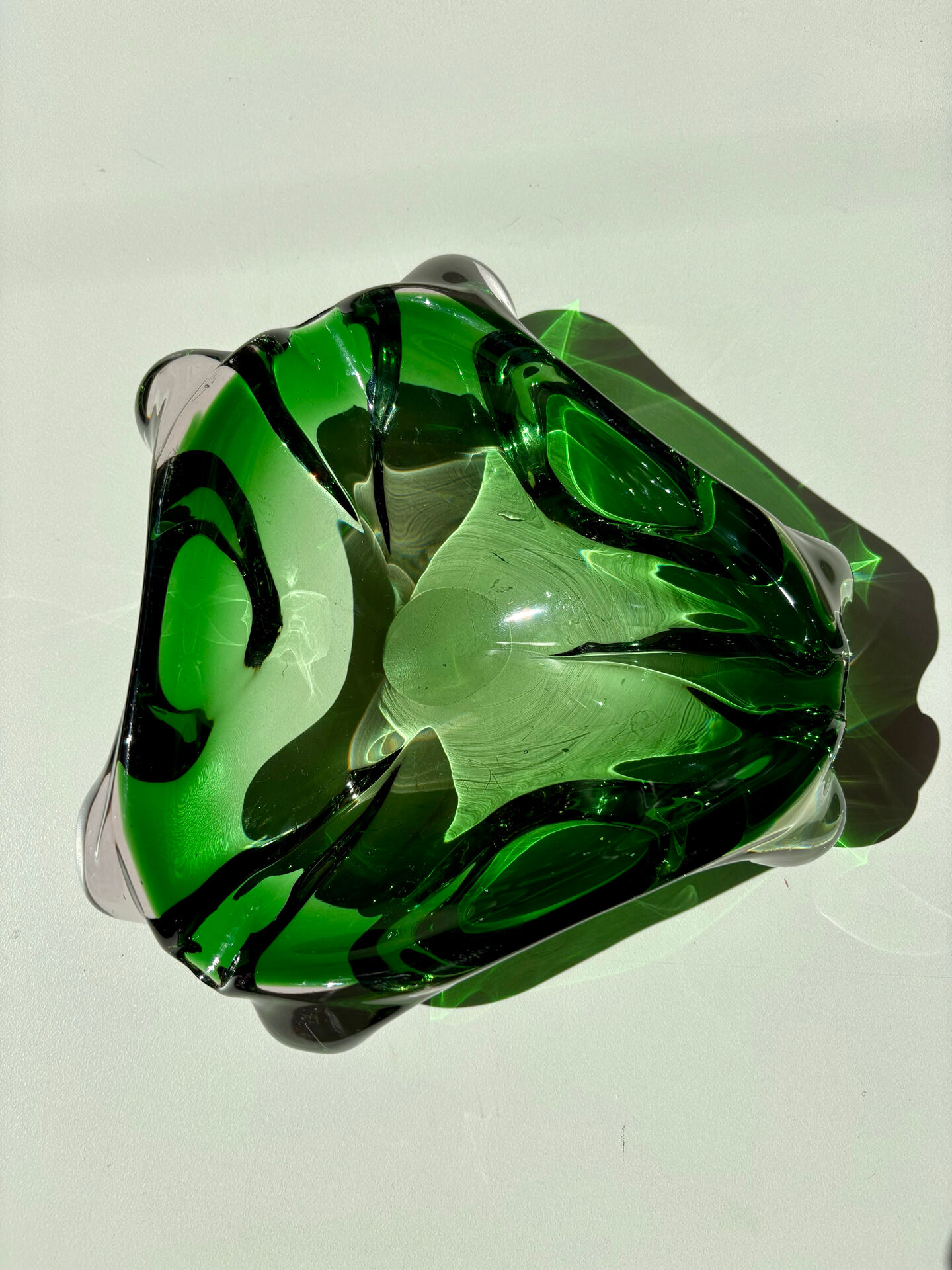 Green Murano glass vide-poche / ashtray from 1970
