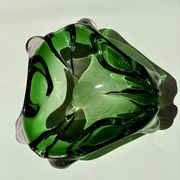 Green Murano glass ashtray/trinket dish from 1970.