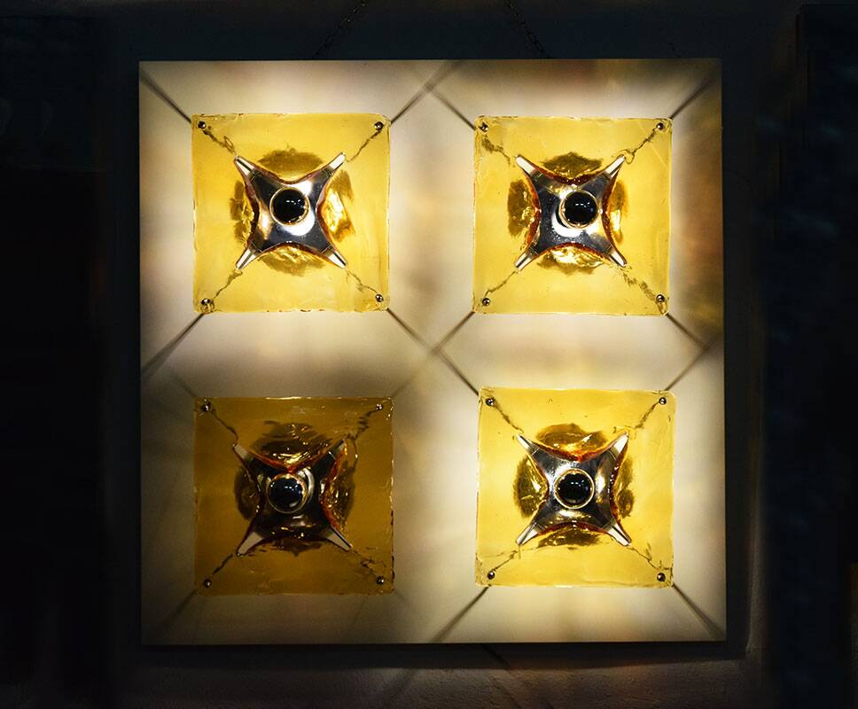 Mazzega Murano large wall sconce with 4 lights 1970s