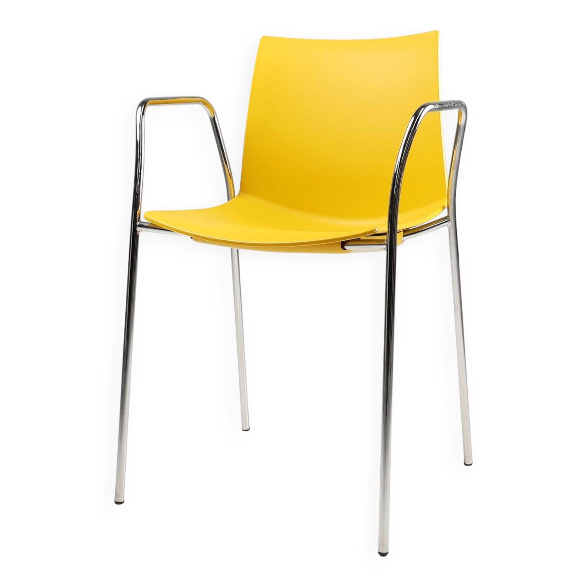 Mid-Century Yellow Chair with Metal Frame and Plastic Seat, Belgium