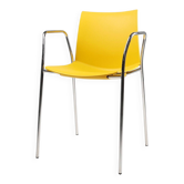 Chaise jaune du milieu du siècle avec cadre en métal et siège en plastique, Belgique