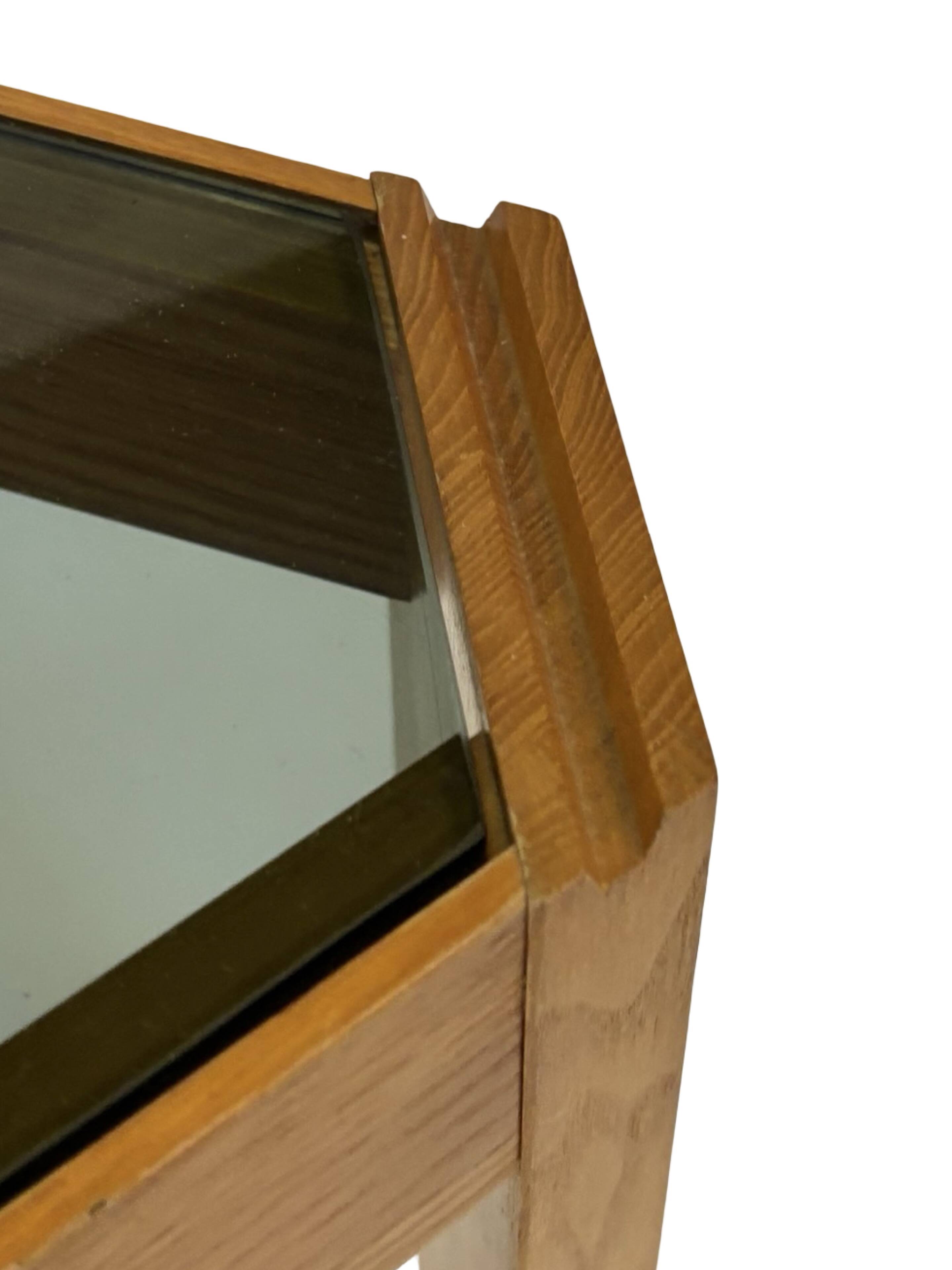 Vintage side table by Porada Arredi, 1970s wood and glass
