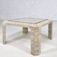 1970s-80s coffee table in stone marquetry and brass.