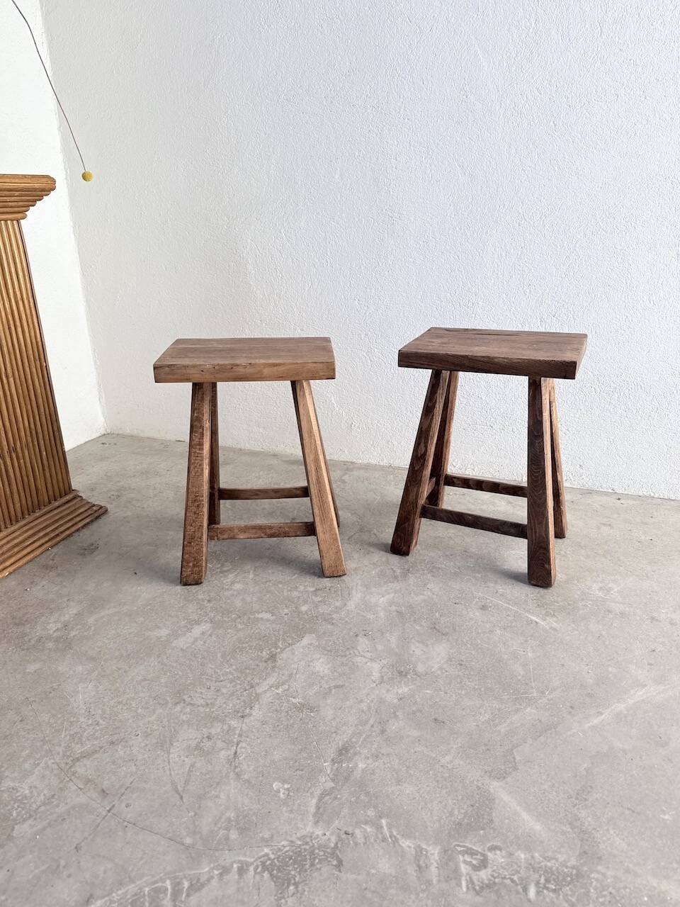 Pair of oak stools from the 1960s.