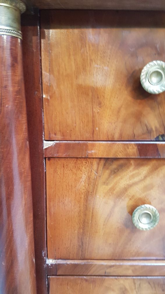 Half-column Empire chest of drawers