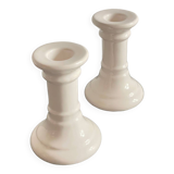 Pair of white ceramic candle holders