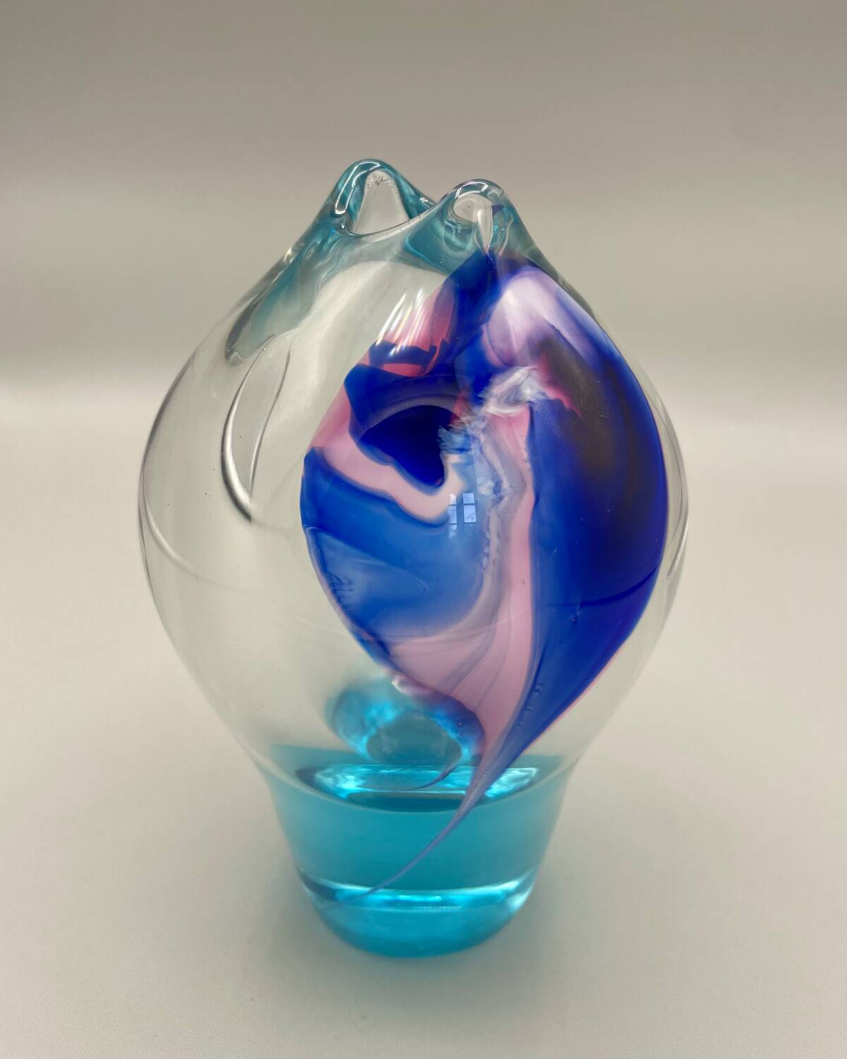 Blown glass vase by the Czech artist Jiří Suhájek