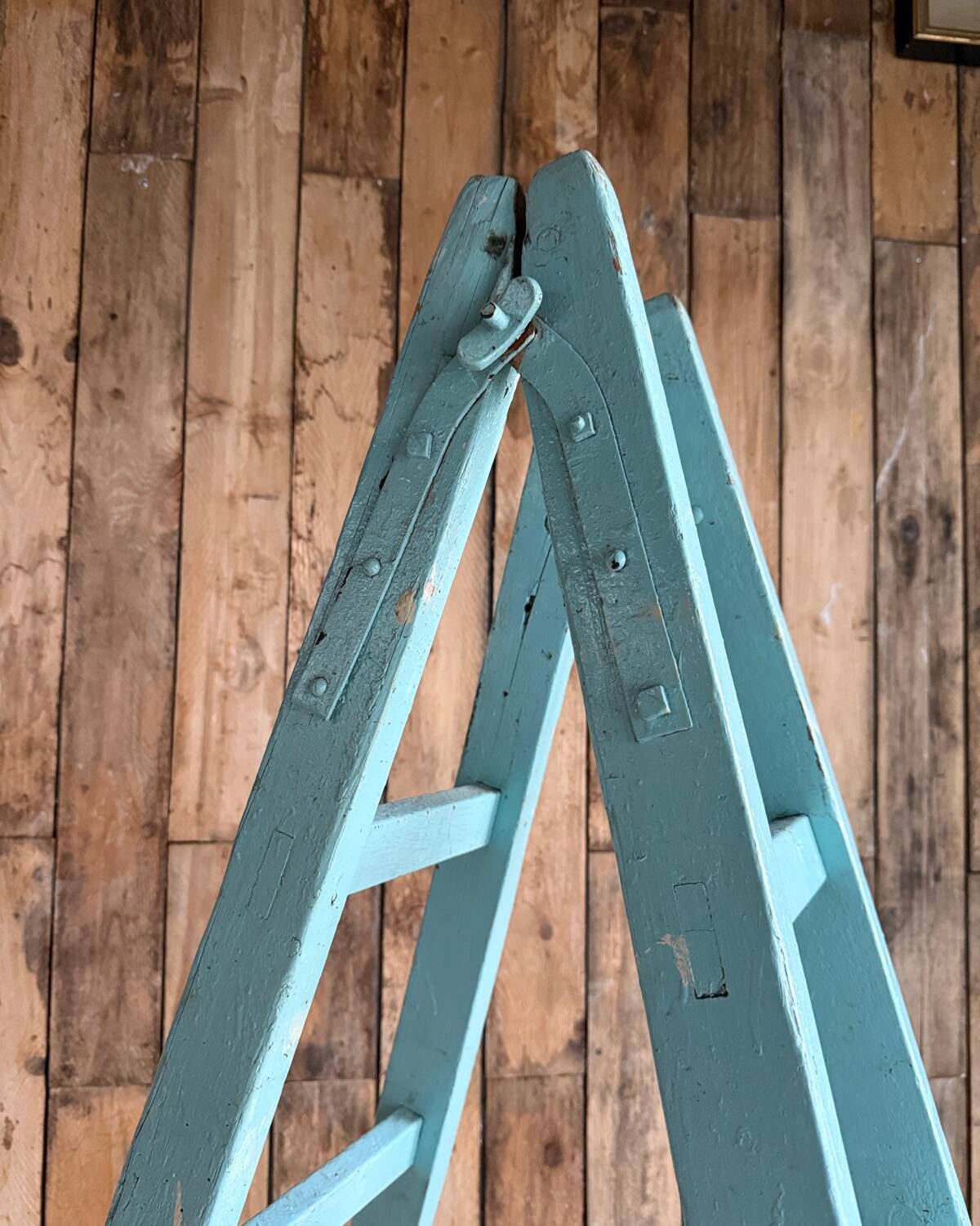 Vintage stepladder with turquoise patina
