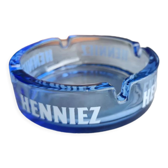 Cendrier verre bleu clair marque Henniez
