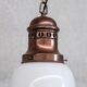 Antique two tone glass and copper pendant light