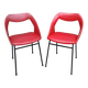 Paire de fauteuils Skaï rouge 1970