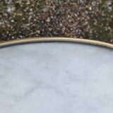 Table bouillotte ancienne avec plateau marbre style louis xvi