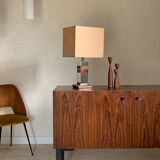 Vintage table lamp chrome and wood seventies