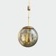Smoked Glass and Brass Four-Light Suspension Pendant. French Work.