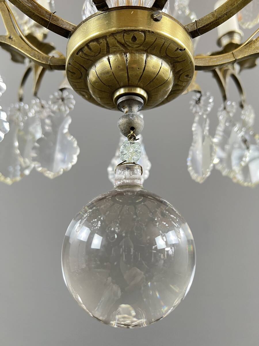 Bronze, brass and crystal chandelier, early 20th century.