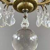 Bronze, brass and crystal chandelier, early 20th century.