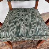 Pair of 50s Bridge armchairs vintage zebra pattern green