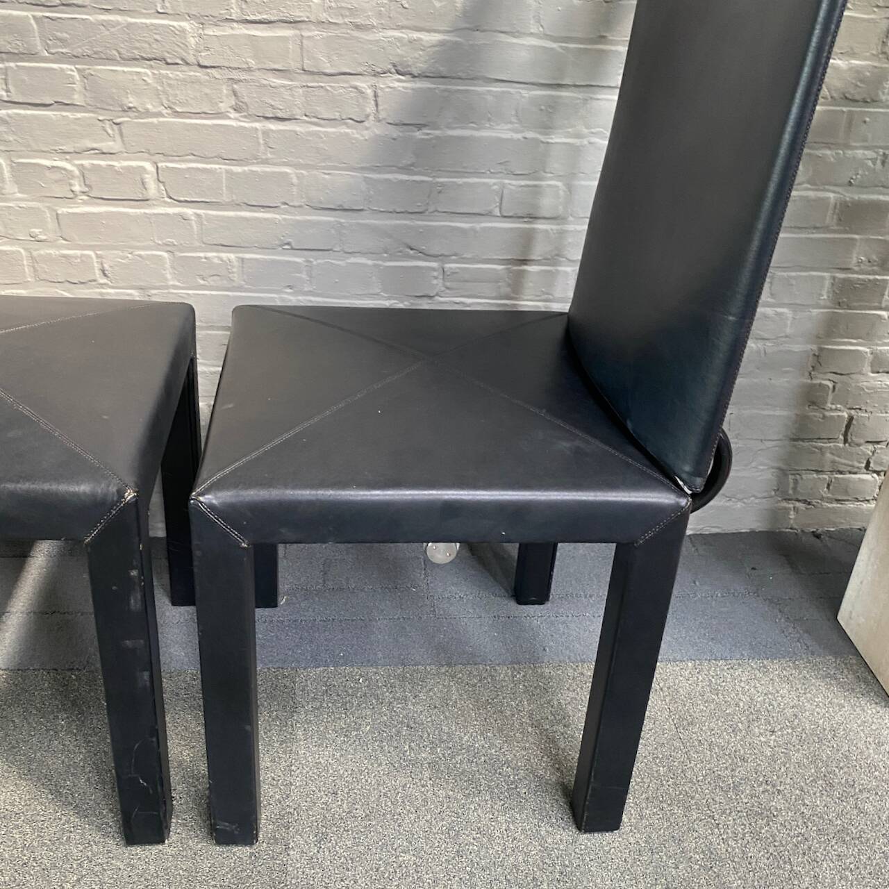 PAIR BLACK LEATHER ARCALLA CHAIRS FOR B&B ITALIA BY PAOLO PIVA - 1990'S