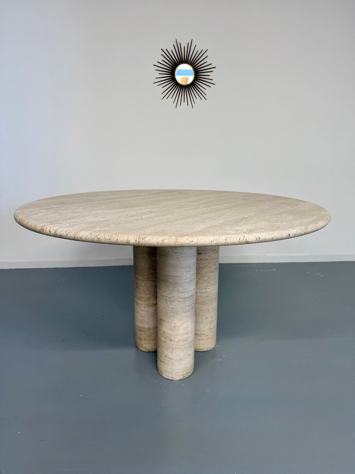 Large dining table Roche Bobois travertine Italian design 1970s