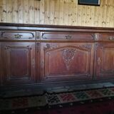 Buffet from the late 19th century with pink-brown marble in Louis XV style.