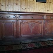 Buffet from the late 19th century with pink-brown marble in Louis XV style.