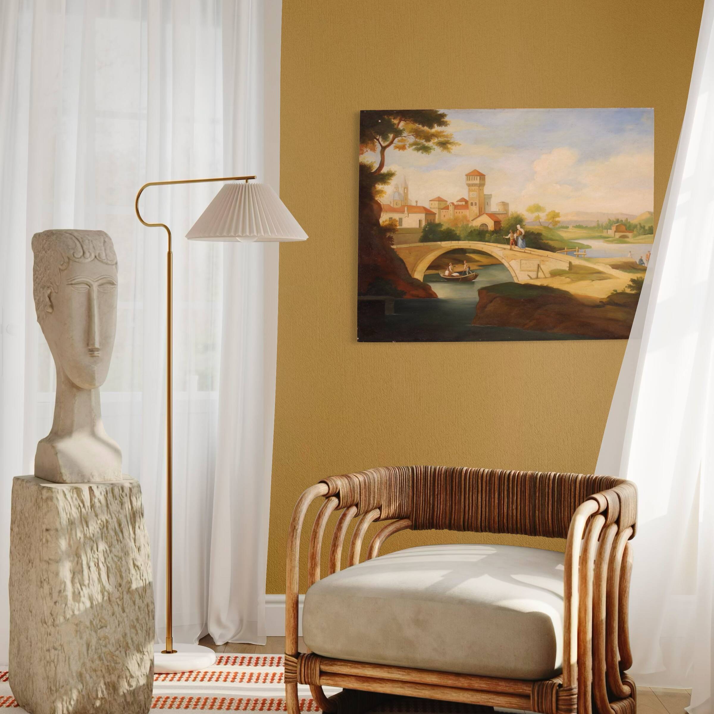 Great landscape painting with figures from the 20th century