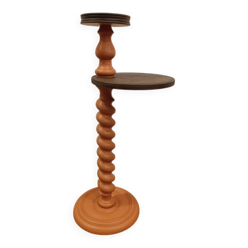 Refurbished Vintage Twisted Side Table - Terracotta, Walnut & Copper