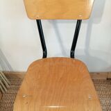 Series of 4 wooden and metal school chairs