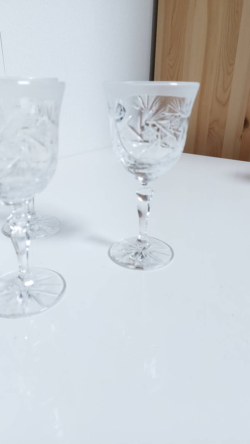 Verres à vin cristal polonais 90s