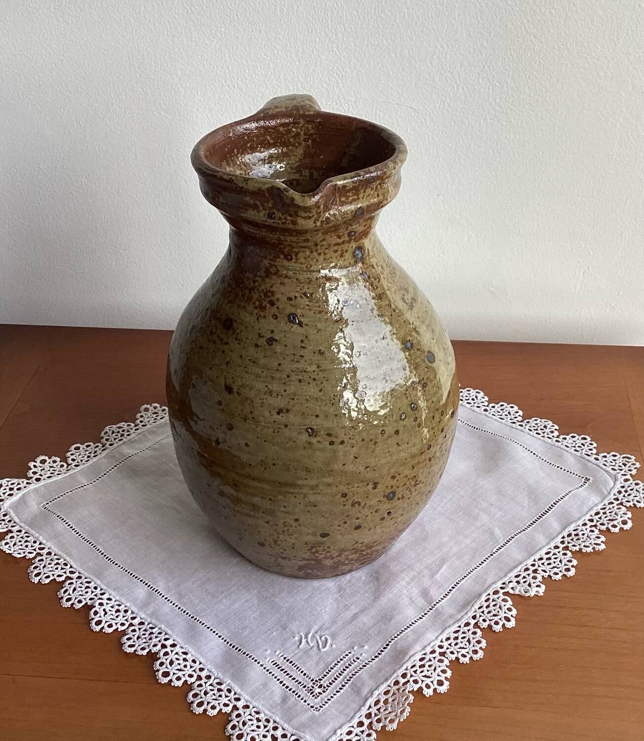 Pyrite stoneware pitcher - vintage