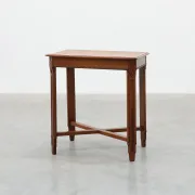 French Art Deco Side Table with Fluted Legs, Carved Frieze and X-Stretcher,