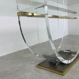 Vintage lucite and brass dining table, 1970s